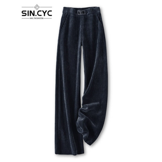 SIN.CYC designer brand women's chenille wide-leg pants for women 2021 spring, autumn and winter new corduroy straight pants casual slimming haze blue floor mopping pants women's haze blue 27/M