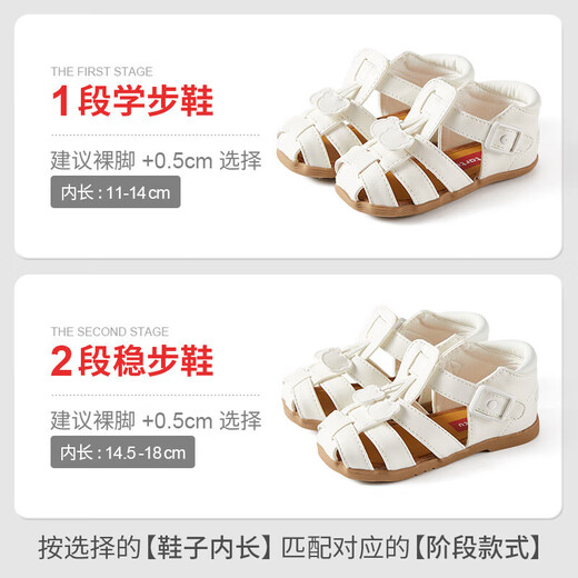 
Carter Rabbit Children's Sandals Baby Toddler Shoes Summer Functional Shoes Soft Sole Boys Toddler Baby Shoes Roman Cave Shoes White (with Pendant) 22 Inner Length 13.5cm Feet Length 12.5-13.0