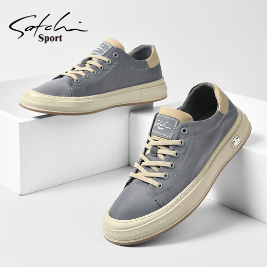 Sachi men's shoes autumn and winter new sneakers men's business casual shoes retro trendy fashion canvas shoes for men gray 42 (260mm) leather shoe size