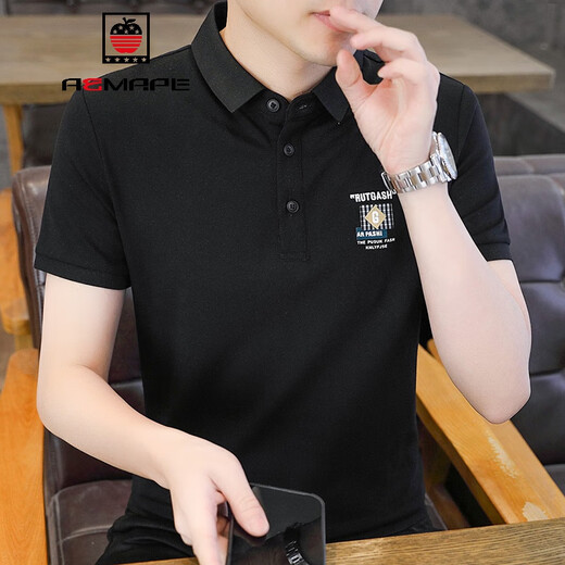 Aemape Herren Kurzärärmelte Polo-Hemd Sommer 2024 Neues Perlenboden Baumwoll-Revers Halbärmelte T-Shirt Youth Casual Trendy Top 9227 White XL (120 ~ 135Jin [Jin entspricht 0,5 kg]))