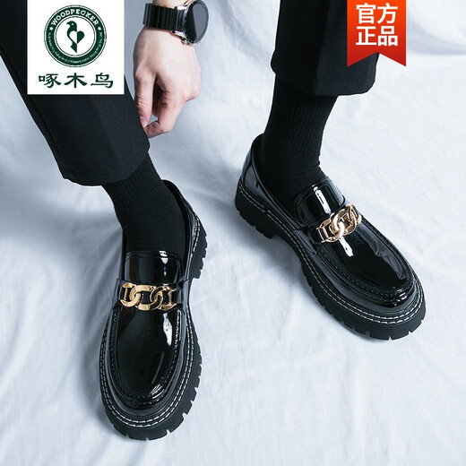 Woodpecker High -End -Business -Lederschuhe für Männer im Sommer Britische innere Höhe Erhöhen Sie die dicke alleinige trendige, glänzende Seite Casual Vielseitige Slipper 3888 Grün - innere Höhe erhöhen 6 cm 42