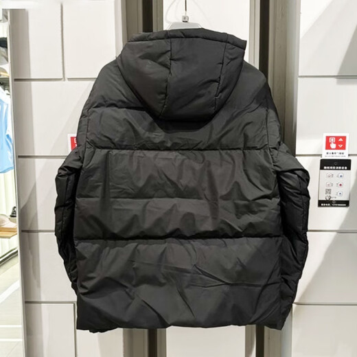 阿迪达斯男装冬季加绒保暖连帽羽绒服户外防风时尚休闲外套健身训练运动服 JV6187/黑色 M