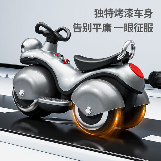 Holewa Children's Elektromotorrad Männer und Frauen Kinder aufladen Spielzeugauto Batteriewagen Baby-Dreiräder Sitze für Kinderauto Geschenke, Schwarz + Dual Drive + große Batterie