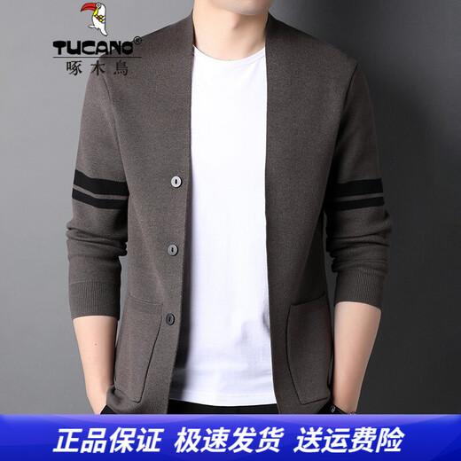 Old man's head sweater men with wool knitted cardigan spring new fashion Korean style men's trendy casual knitted sweater jacket HAZ-1228 brown L /170