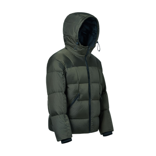 Jingjing Tokyo outdoor down jacket hooded three-proof bread short down jacket men's jacket Zongye Green L