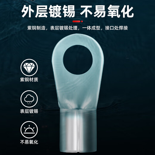 Andatong RNB copper bare terminal O-type cold-pressed national standard thickened copper welding round terminal block national standard RNB22-8 (50 pieces)