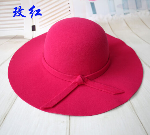 Mo Zilan Britisch Retro Europäer und amerikanischer Wolle im koreanischen Stil koreanischer Stil Dome Wellenkante Top Hut Sonne Frauen große rote Erwachsene Style 57cm