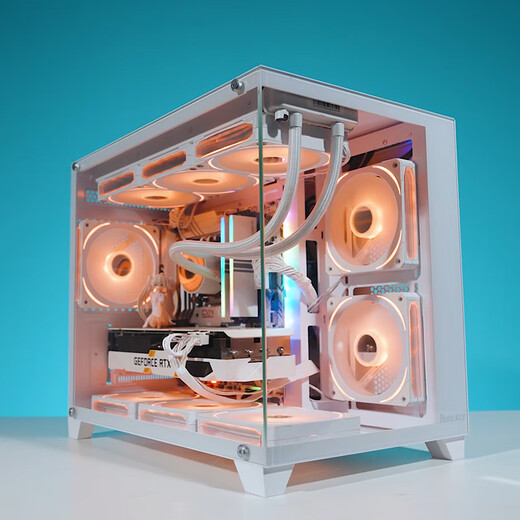 航嘉S960暴风雪全视版海景房电脑机箱台式主机m-atx白色360/240水冷920迷你4070 +棱镜4pro黑色风扇*9 单机箱（支持M-ATX主板/360水冷）