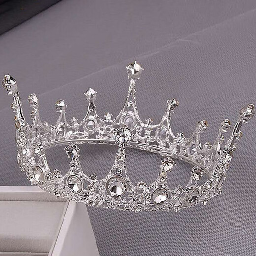 Bai Qixin Crown Tiara Full Circle Birthday Headband Children's Crystal Crown Performance Coming of Age Ceremony Proposal Certification Headdress Accessories Crown White-Full Circle