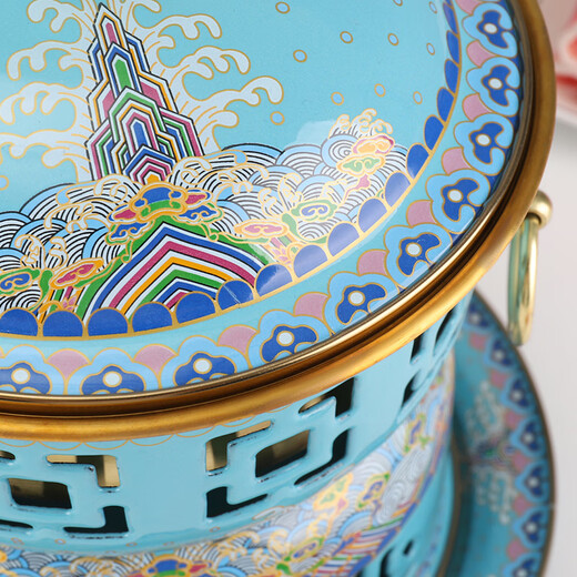 Xingshui Copper Art cloisonné copper hot pot thickened pure copper enamel alcohol hot pot one person one pot red copper single small hot pot Chinese style white single pot 18cm