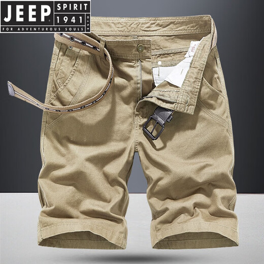 Jeep Spirit Summer Herren Shorts Thin Casual Herrenhosen lose geradlinige fünfbeinige Hosen Herren-Hose Baumwolle Arbeithose Herren Trendy Marke 17152 Khaki + 17152 Militärgrün 29 Gewicht 90-100jin [Jin gleich 0,5 kg]