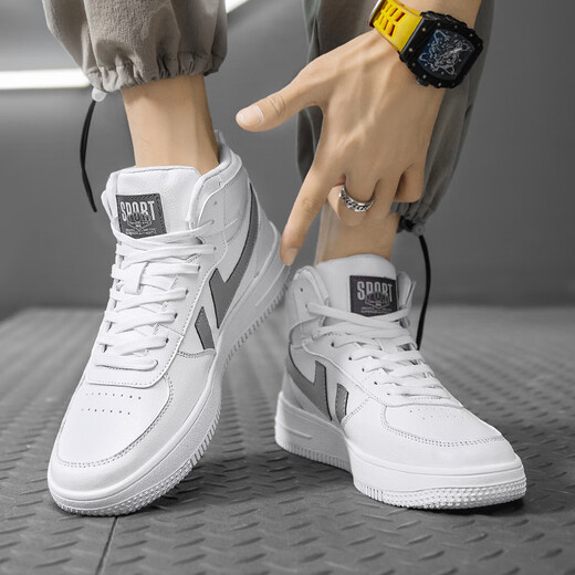 
New foot size Putian men's shoes large size student 46 summer high-top wear-resistant men's shoes waterproof 38 size 47 versatile breathable small shoes trend 9902-1 white and blue (cotton shoes) 46