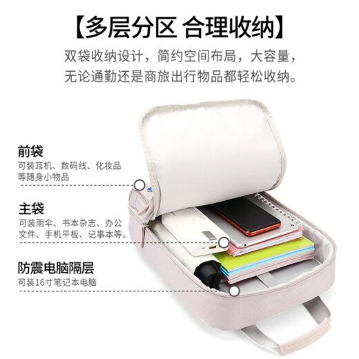 apirily双肩保护垫电脑包14寸16寸IPAD平板电脑16寸笔记本商务电脑包防水 枫林简约背包 米黄色 15.6-16寸