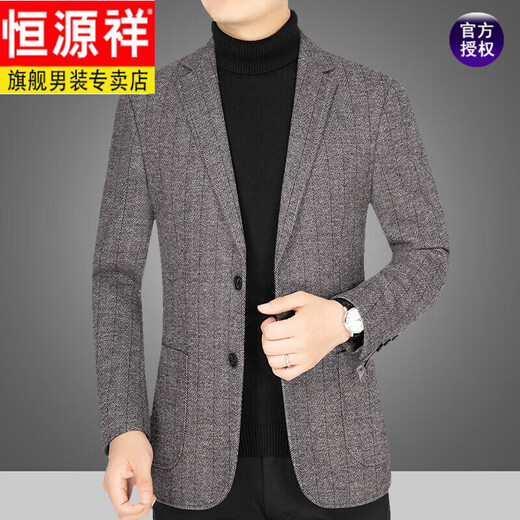 Hengyuanxiang woolen suit jacket men's 2025 new style middle-aged men's casual casual suit for dad, versatile new product, gray 175/L