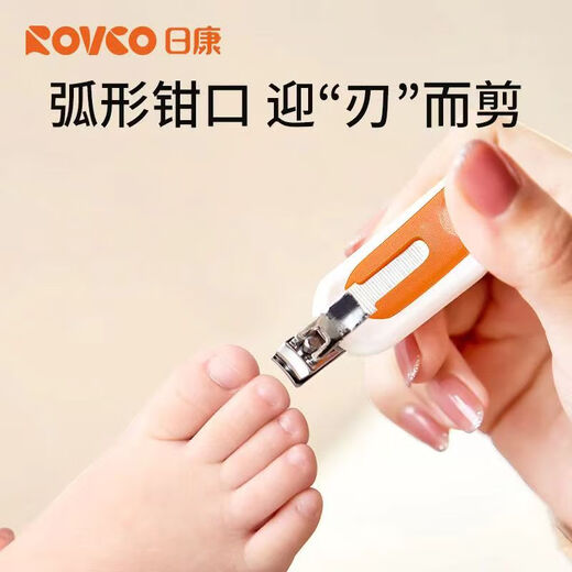 日康（rikang） 婴儿护理五件套宝宝剪刀 指甲钳 耳勺 夹子 锉 RK-X4028  浅草绿