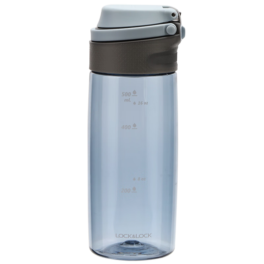 LOCK&LOCK one-touch sports water cup plastic cup outdoor portable water bottle with handle scale men's and women's cup blue 550ml