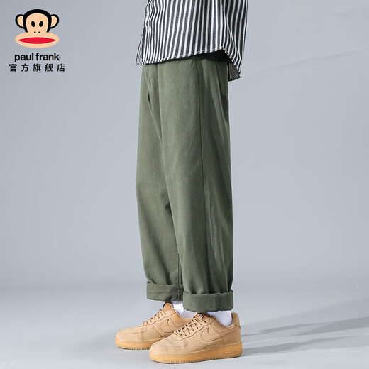 大嘴猴（paul frank）纯棉休闲裤男秋季新款潮牌宽松直筒男裤新款百搭裤子美式潮流长裤 9215H卡其色【官方正品】 XL【建议130-150斤】