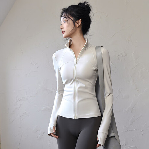 铂呐苓瑜伽服女春秋长袖高弹速干透气运动外套文胸健身服紧身显瘦上衣 瑜伽服三件套【外套+裤子+背心】 M【90-110斤】