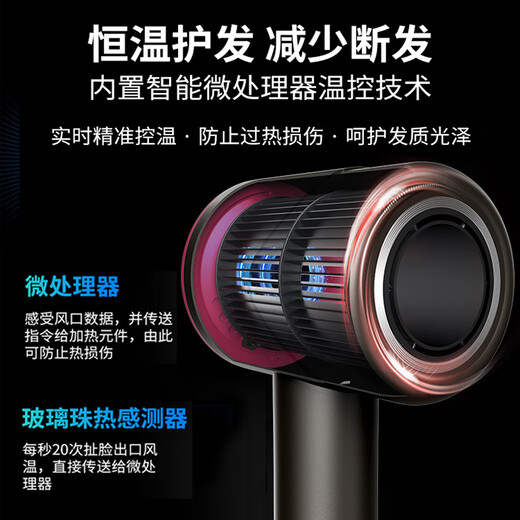High-speed hair dryer for household mute negative ions high-power hair care does not hurt hair quick-drying hair dryer dormitory gift ceramic gold intelligent constant temperature hair care | single air nozzle | national 3C certification | 2025 new top version first release