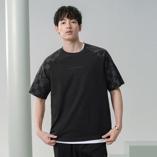 GXG男装 黑色凉感插肩袖短袖T恤男士上衣 夏 黑色 175/L