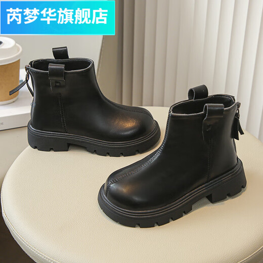 Rui Menghua Girls Boots 2025 New Spring and Autumn Children's Short Boots Martin Boots Baby Leather Boots Fashionable and versatile single boots Brown Size 107 Is this one smaller?