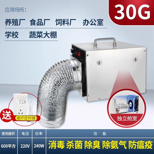 SUNCOOK ozone generator portable pipe-type industrial and commercial disinfection machine breeding and livestock farm deodorization school laboratory sterilization food cosmetics factory clean workshop deodorization 30g/h conventional pipe model (1 meter pipe)