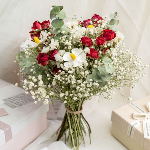 AIMAN Starry Little Roses Forget-Me-Not Dried Flower Bouquet Ins Style Home Furnishings Room Living Room Decoration Furnishings Lover Romantic Little Roses Full of Stars