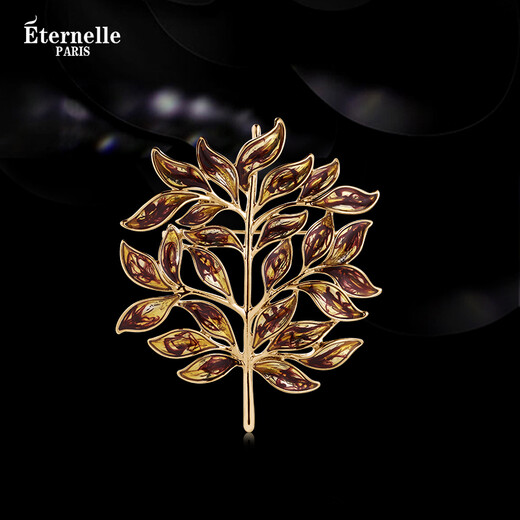 Eternelle French eternal original design high-end brooch for women leaf shape versatile corsage brooch clothing collar pin bright gold