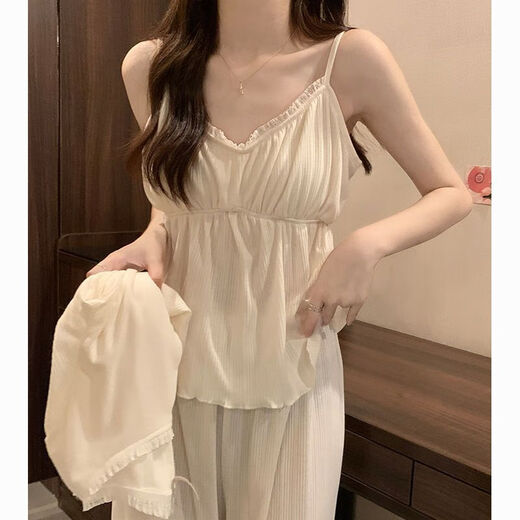 
Catman four-season pajamas for women pure cotton 2025 new pure and sweet style with chest pad simple blue three-piece set 831 mist blue chest pad removable XL Recommended 110-125Jin [Jin equals 0.5 kg]