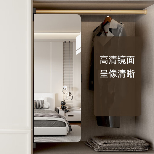 金画笔（GOLDBRUSH）衣柜镜子隐形推拉旋转试衣镜隐藏式穿衣镜家用卧室换衣镜子全身镜 黑色【滑轨款】 120*30cm【高清防爆 加厚不变形