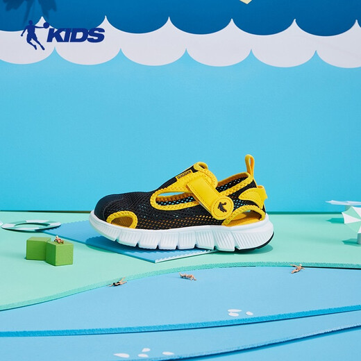 
Jordan QIAODAN children's shoes baby children's sandals boys 2024 summer baby shoes breathable non-slip soft sole toddler shoes black/egg yolk 23