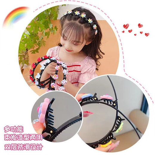 Yililuo children's braided hair hoop for summer, cute baby girl's new broken hair artifact, little girl's toothed anti-slip hairpin, children's braided hair hoop, random 3 packs
