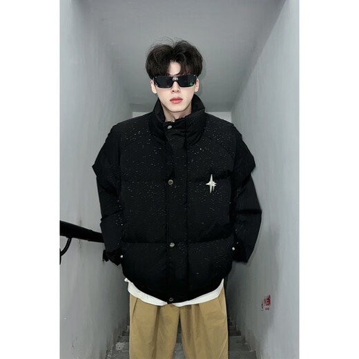 NYING American baby's breath sequined cotton coat men's winter new fashion brand thickened warm cotton coat handsome loose cotton jacket red XL (135-150Jin Jin equals 0.5 kg)
