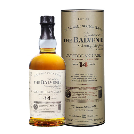 Balvenie Scottish Single Malt Whisky Wein gealtert Britisch Speyer aus der ursprünglichen Flasche Binded Warehouse Direct Hair Balve 14 Jahre Karibik 700 ml
