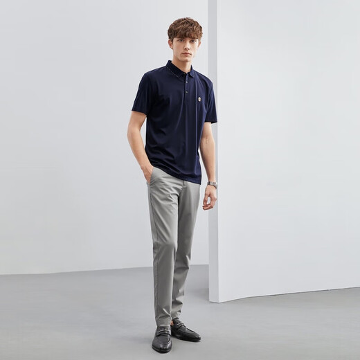 Qipai men's short-sleeved polo shirt business casual high elastic seamless collar polo shirt for young and middle-aged people