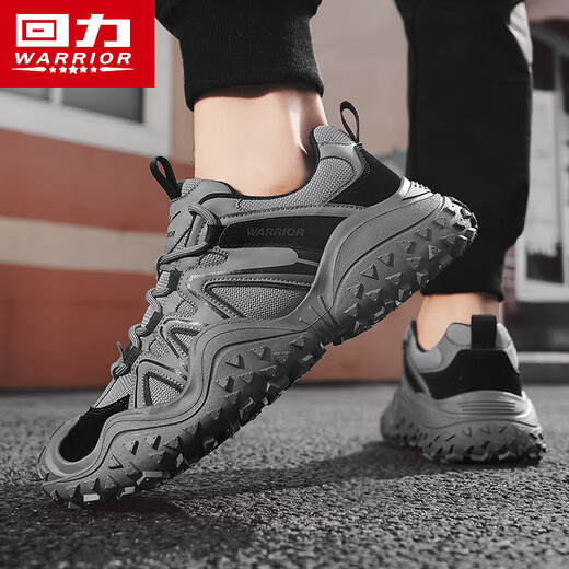 回力（Warrior）老爹鞋男百搭休闲男鞋运动跑步鞋男 3891灰/黑41