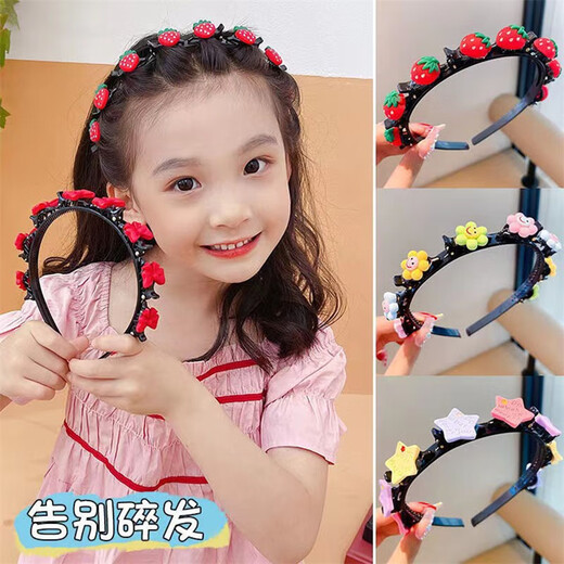 Yililuo children's braided hair hoop for summer, cute baby girl's new broken hair artifact, little girl's toothed anti-slip hairpin, children's braided hair hoop, random 3 packs