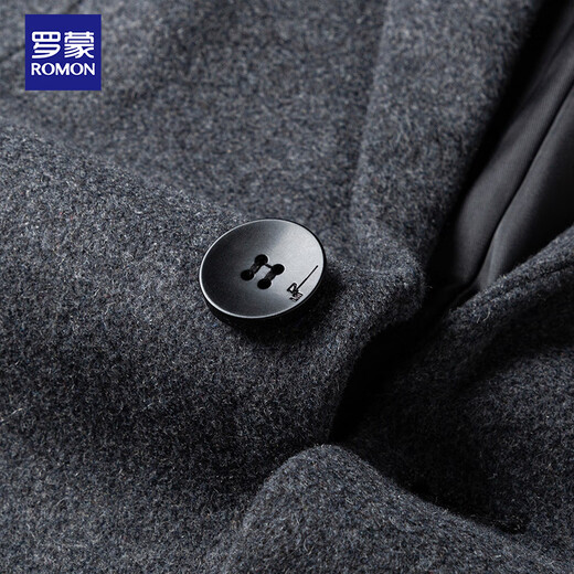 ROMON Woolen Suit Men's Autumn and Winter Business Casual Single Suit Coat Warm Jacket Men 2079 Black 4XL