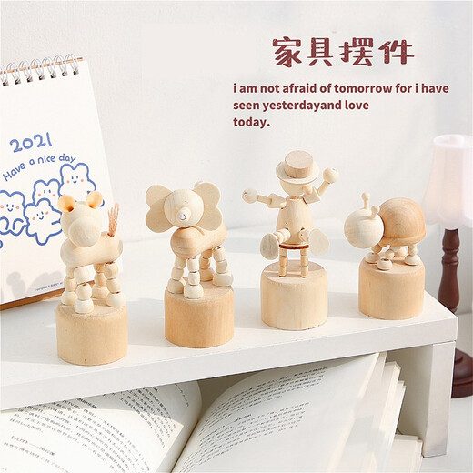 
Ailiyou Wooden ornaments Mini animal birthday gift Office decompression desktop decoration Creative cute student children Nordic style bedroom decoration Puppet clown