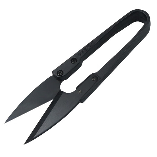 Authentische Kuai Keli-Garnschere mit schwarzem Kunststoffgriff, U-förmige Fadenschere, handgefertigte kleine Kreuzstichschere, speziell zum Fadenschneiden verwendet, schwarze Kuai Keli-Garnschere (12 Stück)