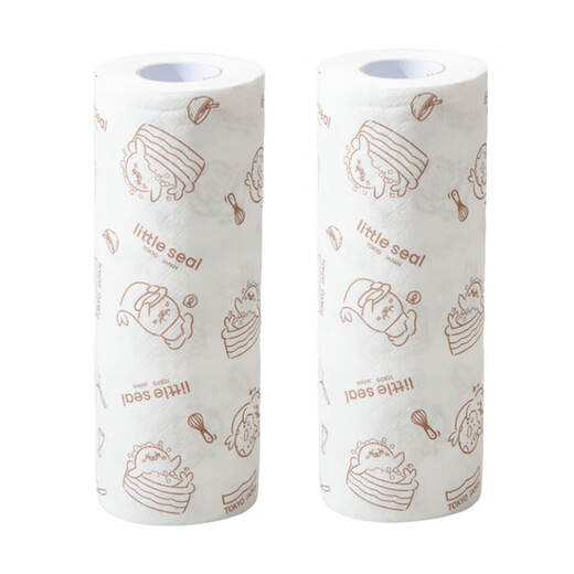 Little seal Japanese disposable dishwashing rag 25cm lazy rag kitchen paper wet and dry dishwashing towel 2 rolls 100 pieces