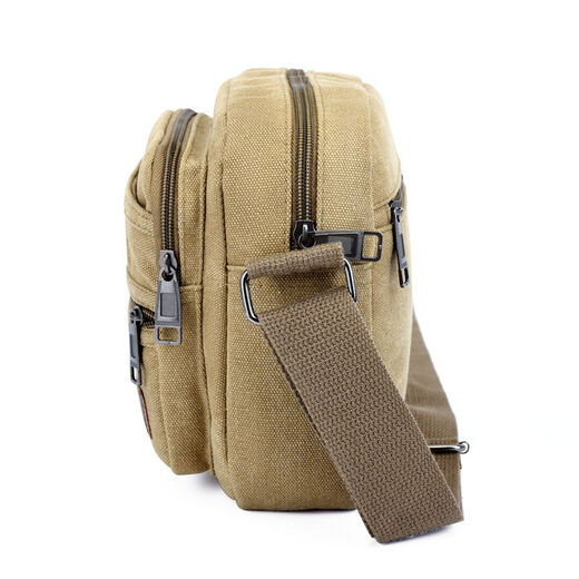 Electrician's bag canvas wear-resistant work thickened hardware one-shoulder electrician's tool bag small cross-body shoulder portable small thickened canvas multi-layered khaki color