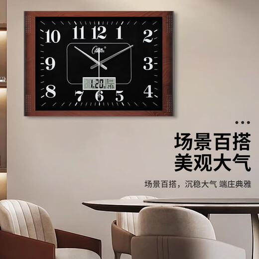 康巴丝挂钟客厅钟表挂墙2025新款简约创意时钟时尚石英钟办公室挂表 6626木纹简约