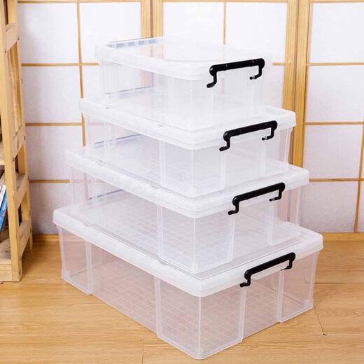 LUIP bed storage box flat plastic clothes quilt storage box storage box storage artifact transparent bed storage short 6630[44*30*16.5]