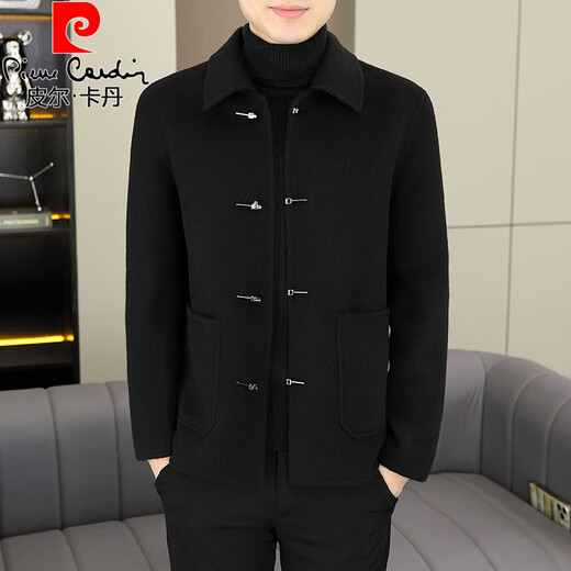Pierre Cardin spring and autumn double-sided woolen coat men's short Korean style woolen jacket brand short woolen coat brown XL 125-140Jin Jin equals 0.5 kg
