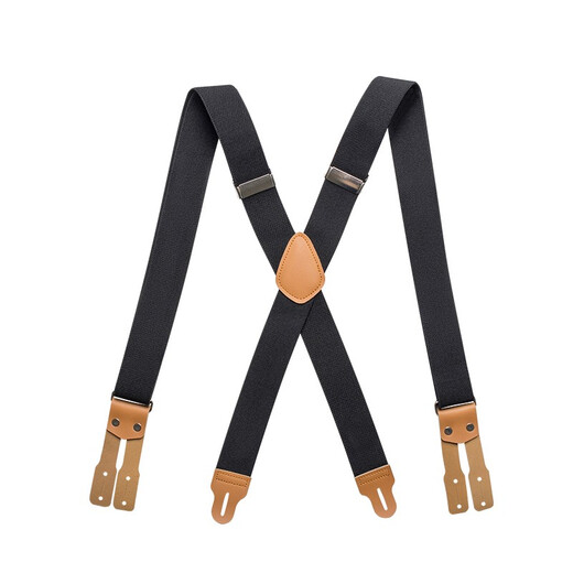 JOYBOKER 男士纽扣背带夹西装衬衫西裤背带吊带松紧防滑肩带X型3.5cm黑色吊裤带 米色
