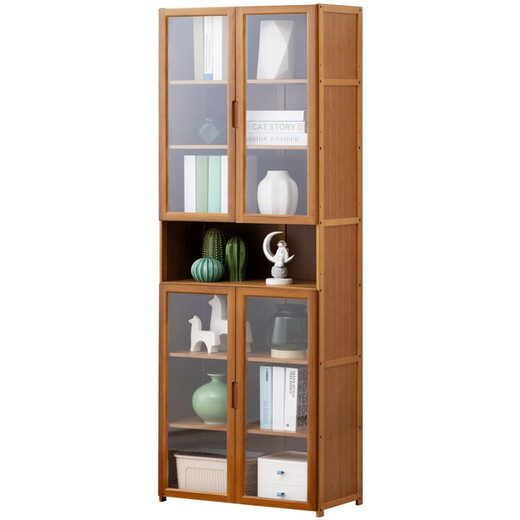 Trojan simple floor-to-ceiling bookcase desktop office study bookshelf storage cabinet home bedroom storage living room combination storage rack transparent door 60cm long - seven layers (four doors)