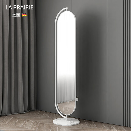 LA PRAIRIE德国品牌 轻奢镜子全身镜穿衣镜家用落地镜女生卧室可旋转试衣镜 大号旋转镜（金架+白石）带收纳 免费上门安装