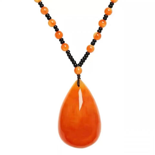 Mochen MOEYCIOR natural old beeswax amber pendant men's and women's necklace ethnic feng shui drop peace buckle Wushi brand sweater chain gift full chain - gourd 0 carat