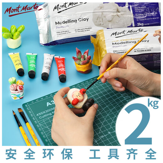 【全网低价】蒙玛特(Mont Marte)4kg陶泥石塑黏土超轻粘土工具 儿童美术课diy手工陶艺材料套装免烧烤泥塑刀学生教学套装美术写生